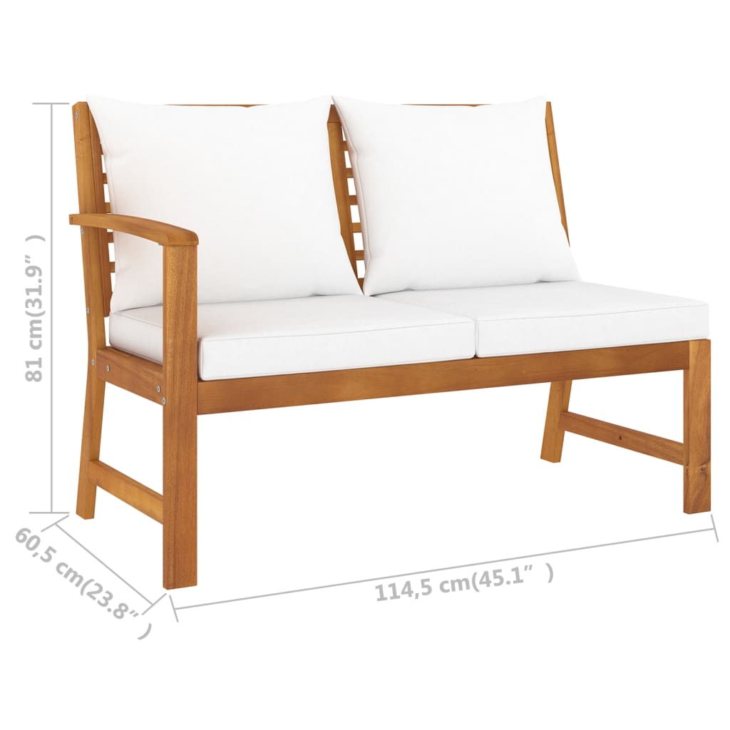 Salon de jardin 4 pcs avec coussin Crème Bois d'acacia solide