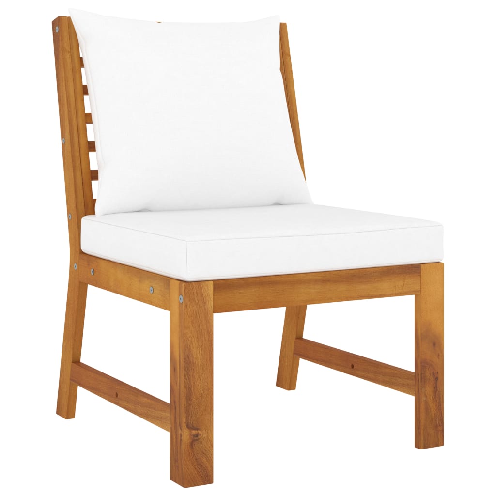 Salon de jardin 6 pcs avec coussin Crème Bois d'acacia solide