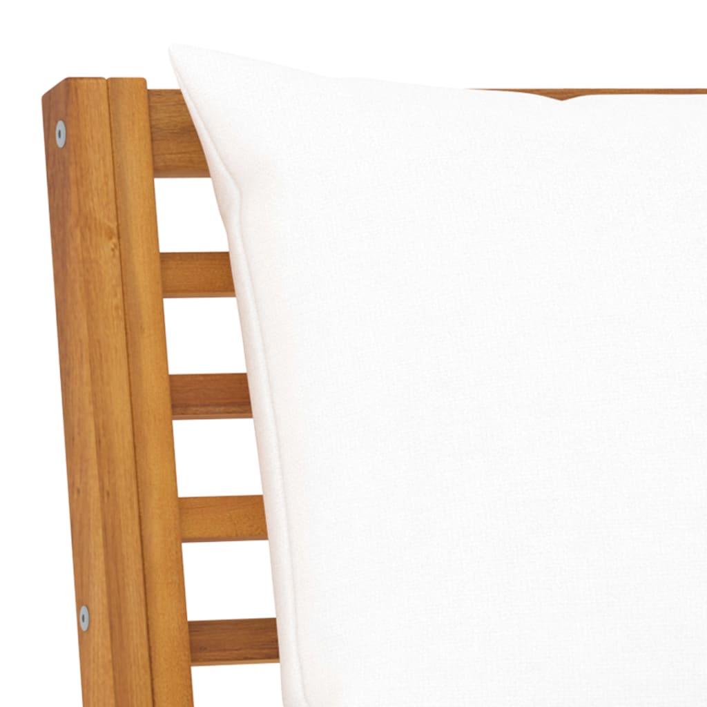 Salon de jardin 6 pcs avec coussin Crème Bois d'acacia solide