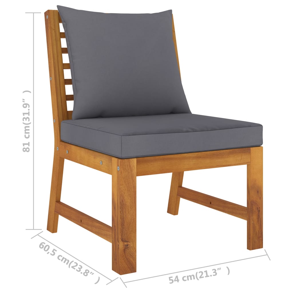 Salon de jardin 4 pcs avec coussin Bois d'acacia solide