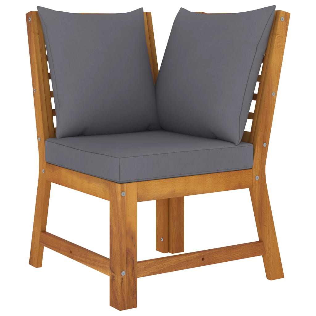 Salon de jardin 6 pcs avec coussin Bois d'acacia solide