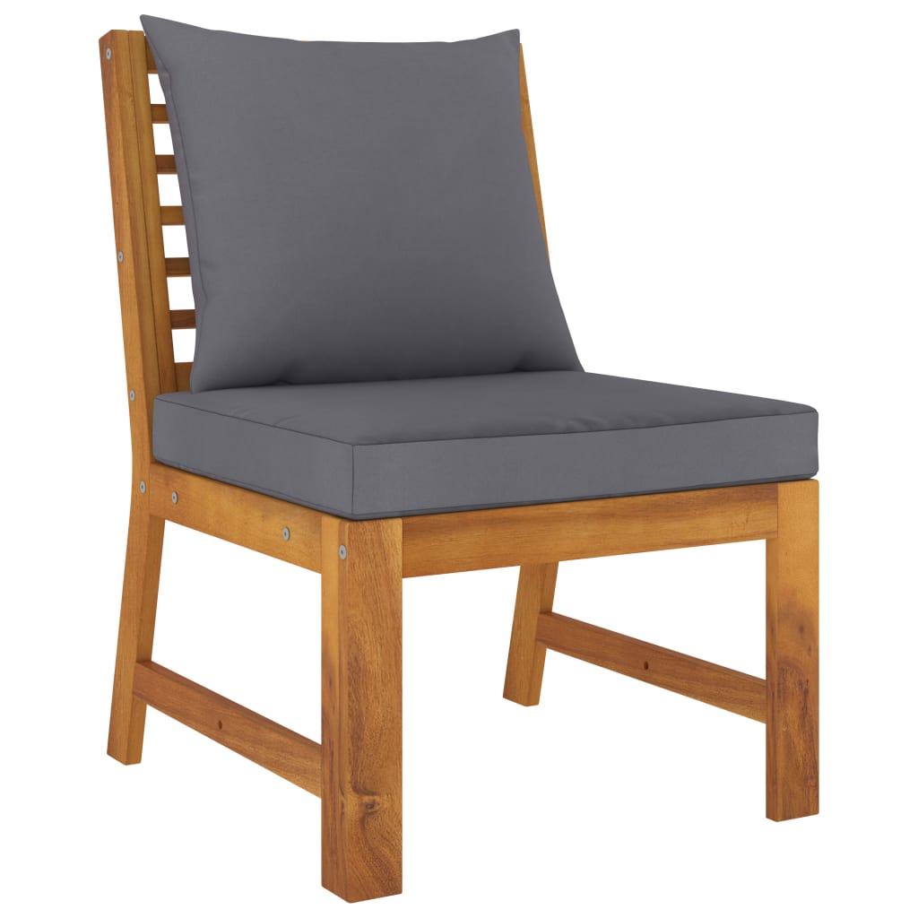 Salon de jardin 6 pcs avec coussin Bois d'acacia solide