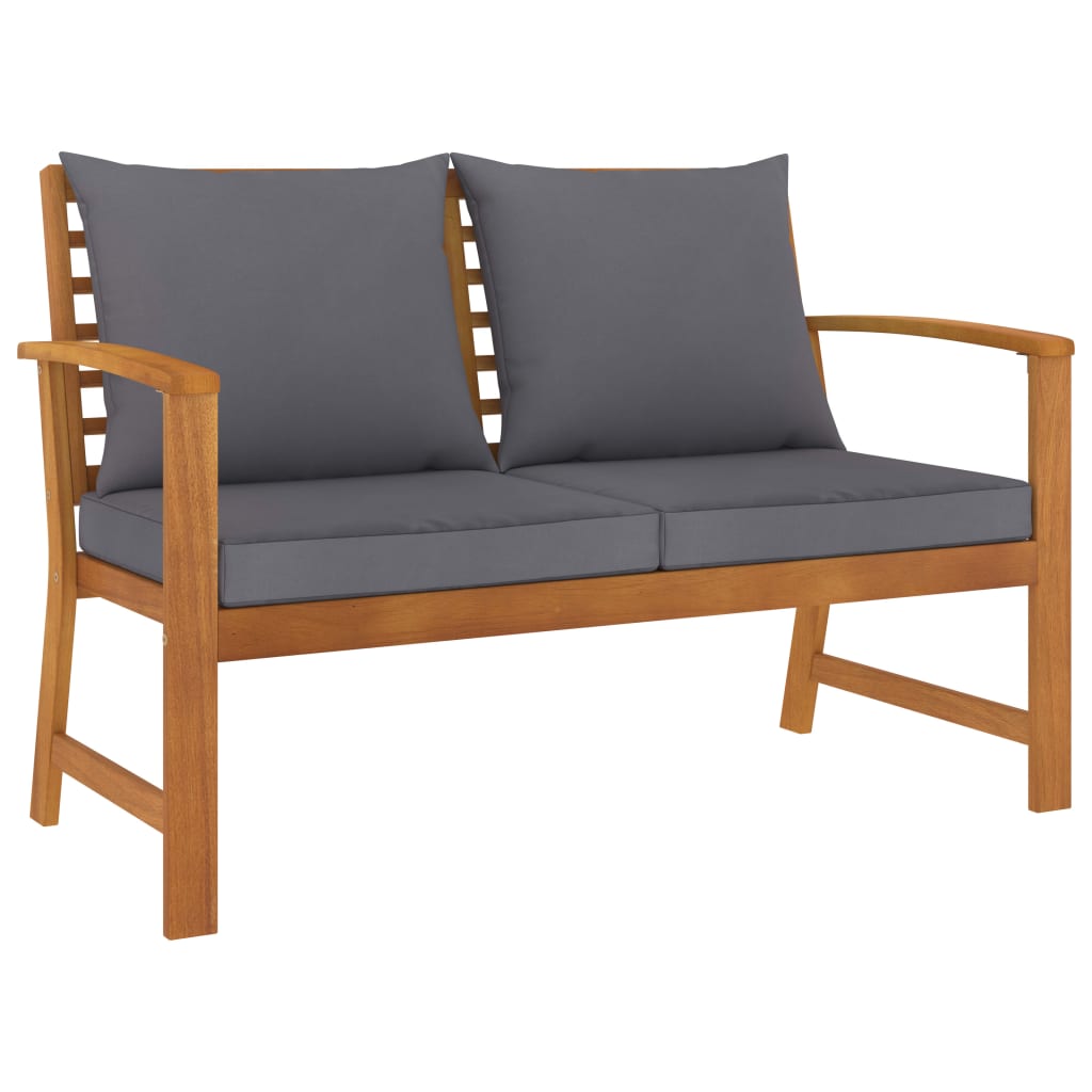 Salon de jardin 3 pcs avec coussin Bois d'acacia solide