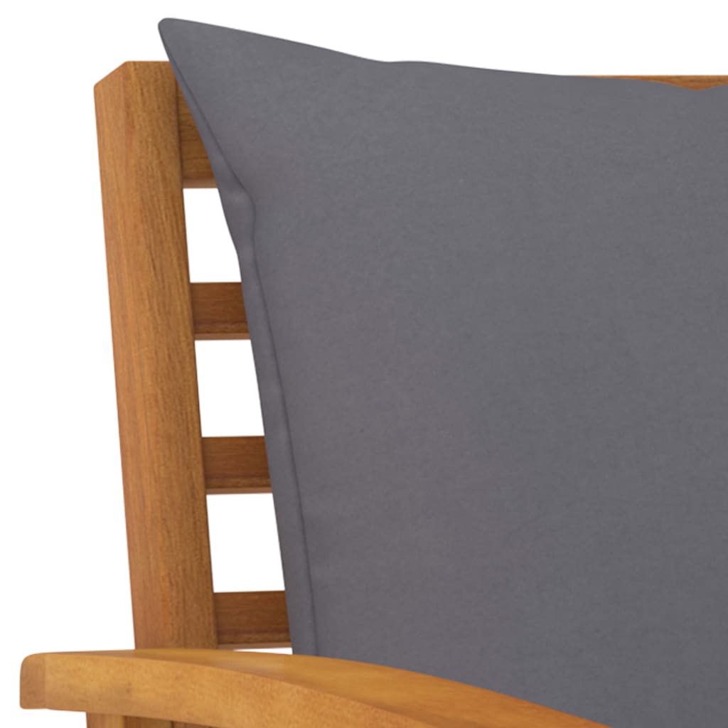Salon de jardin 3 pcs avec coussin Bois d'acacia solide