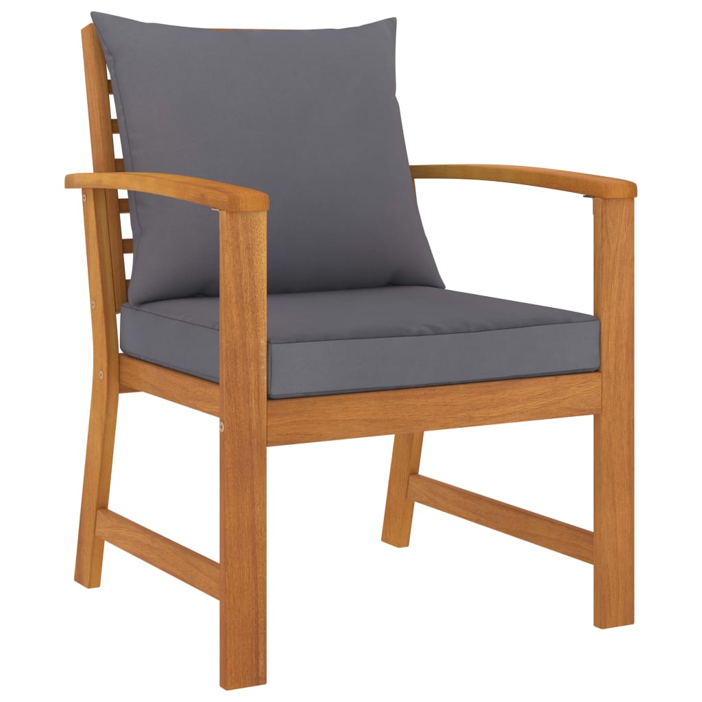 Salon de jardin 5 pcs avec coussin Bois d'acacia solide