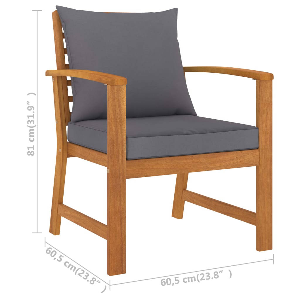 Salon de jardin 5 pcs avec coussin Bois d'acacia solide