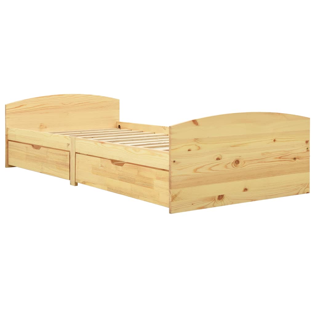 Cadre de lit avec 2 tiroirs bois de pin massif 90x200 cm - XIOS