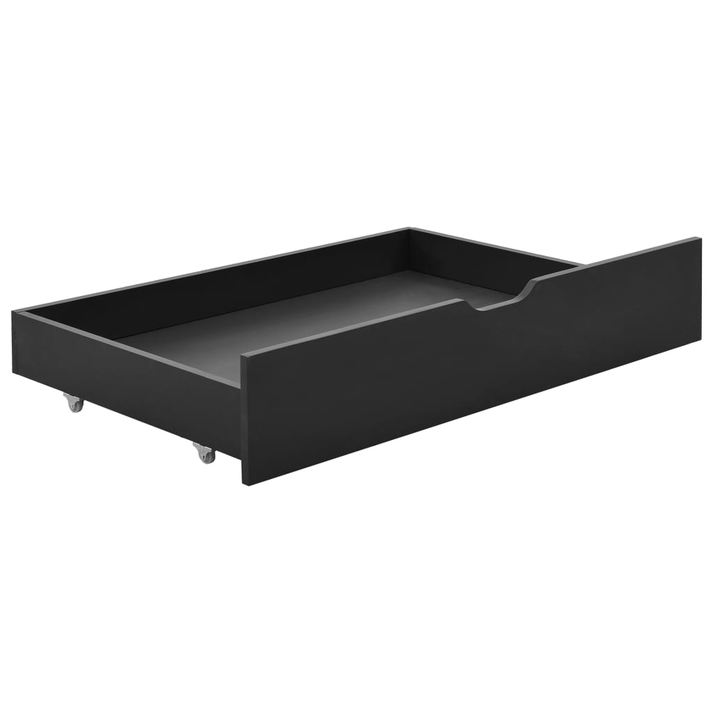 Cadre de lit avec 2 tiroirs gris bois de pin massif 90x200 cm - XIOS