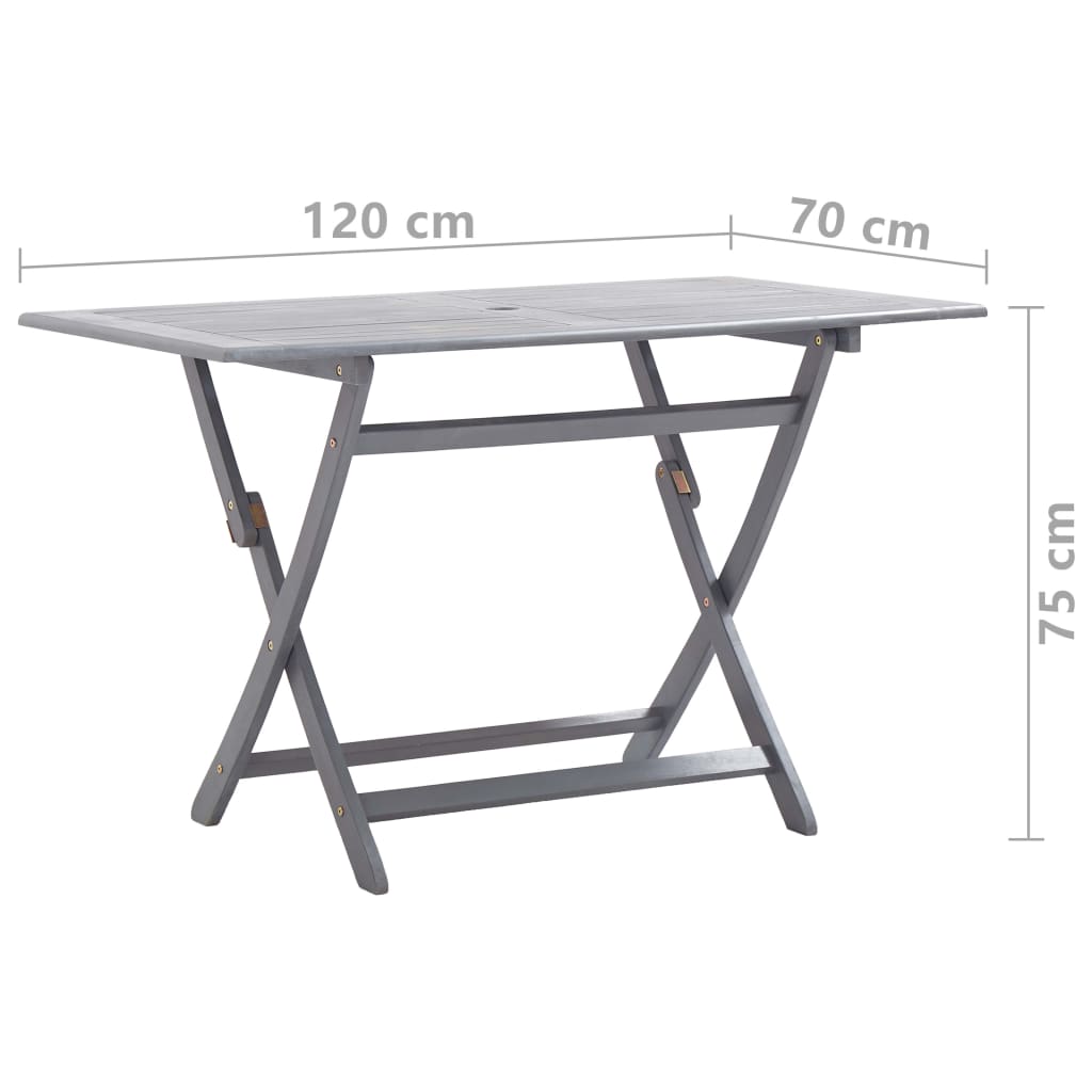 Ensemble à manger de jardin 5 pcs Bois d'acacia massif Gris