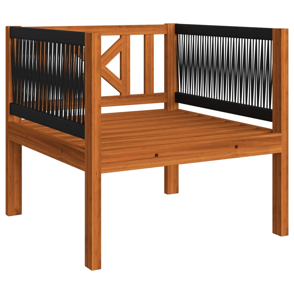 Salon de jardin 7 pièces avec coussins, bois d'acacia crème et corde
