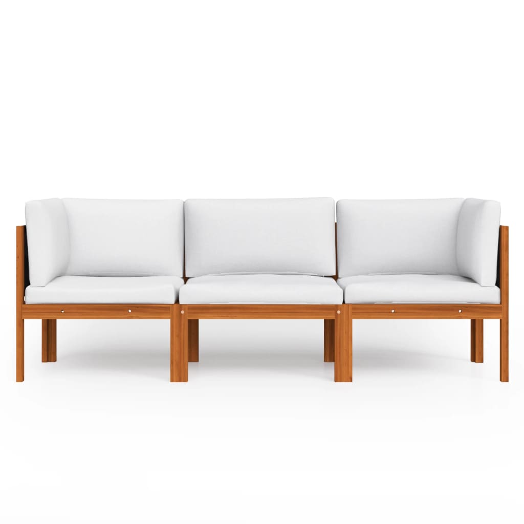 Canapé de jardin 3 places avec coussin en bois d'acacia et corde