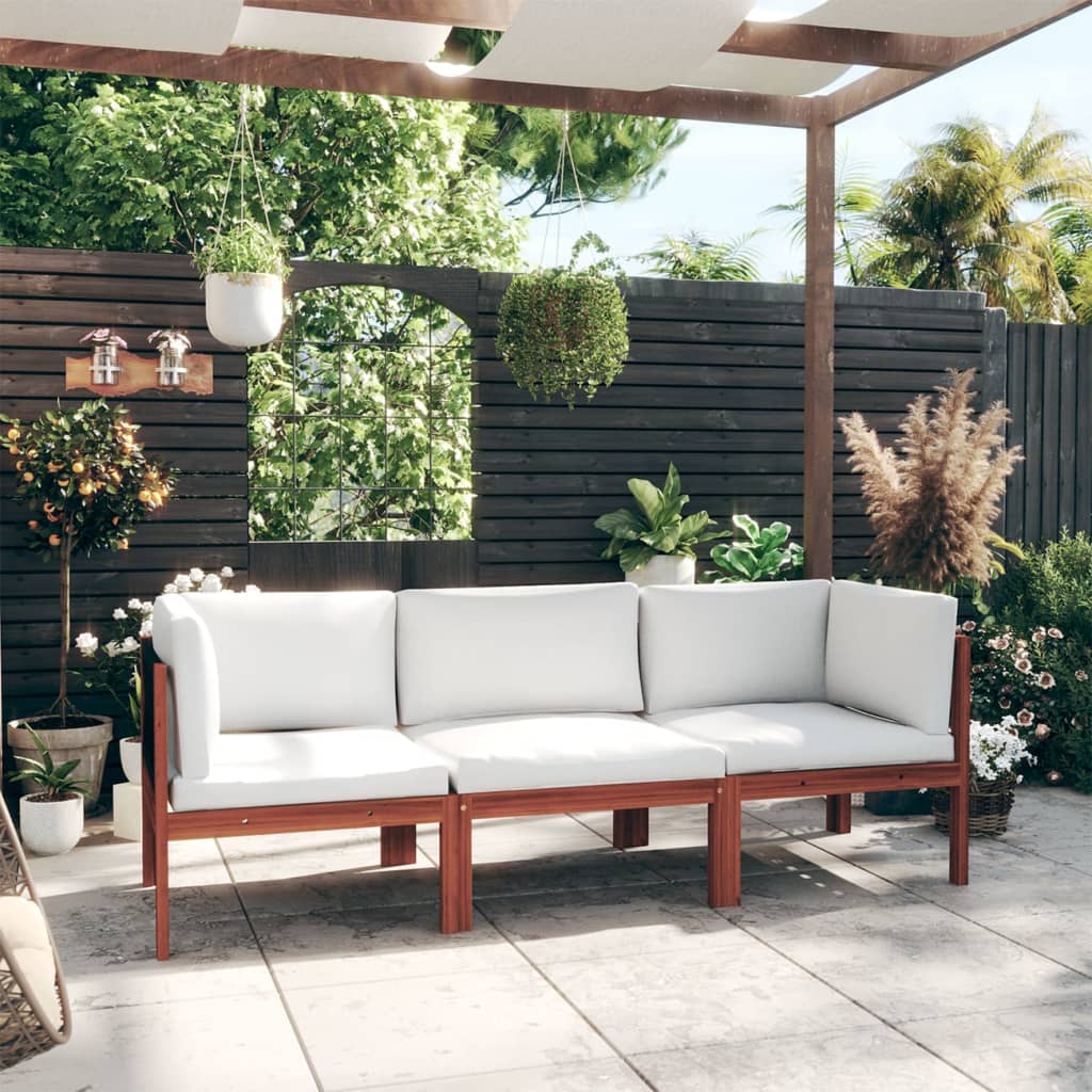 Canapé de jardin 3 places avec coussin en bois d'acacia et corde
