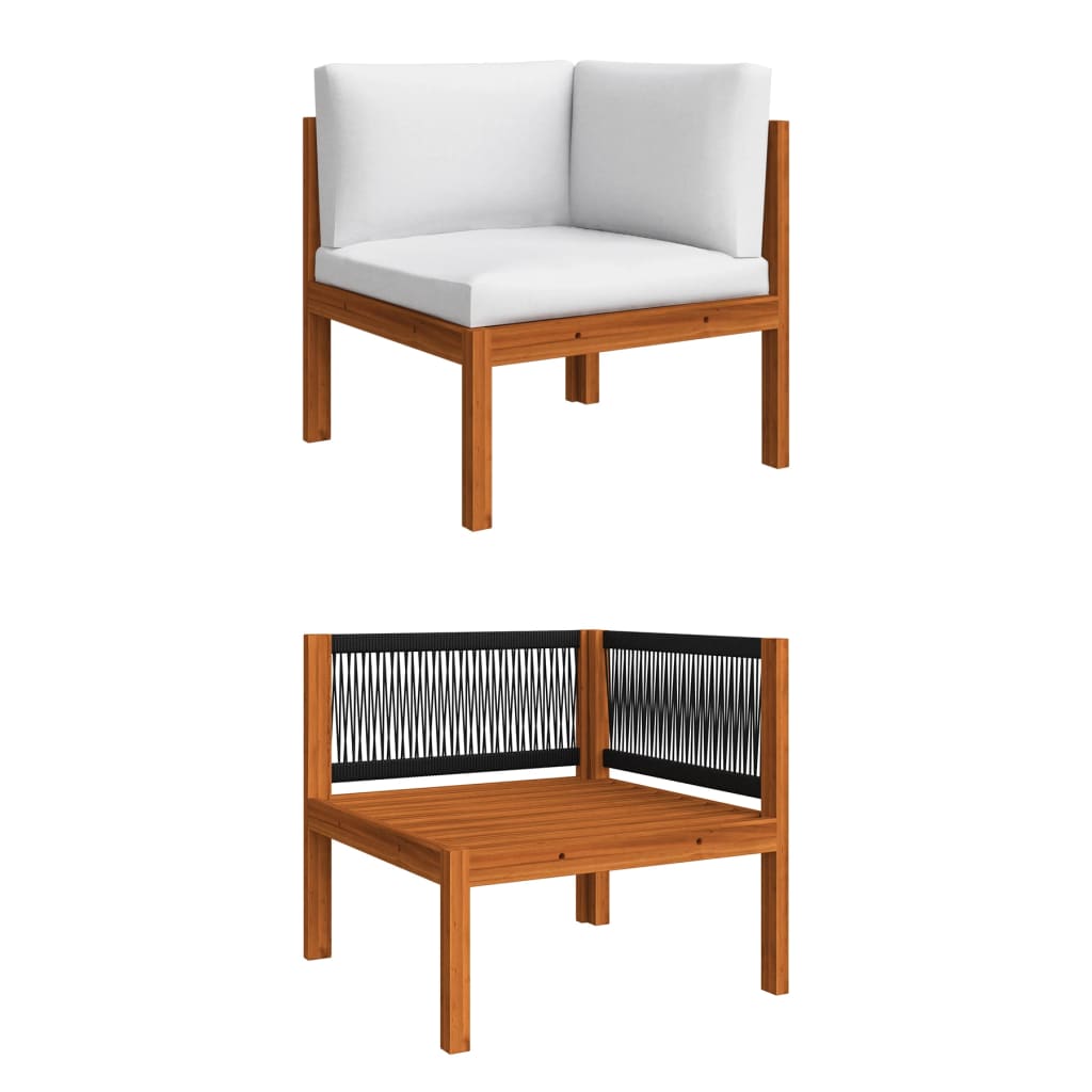 Canapé de jardin 4 places avec coussin en bois d'acacia et corde