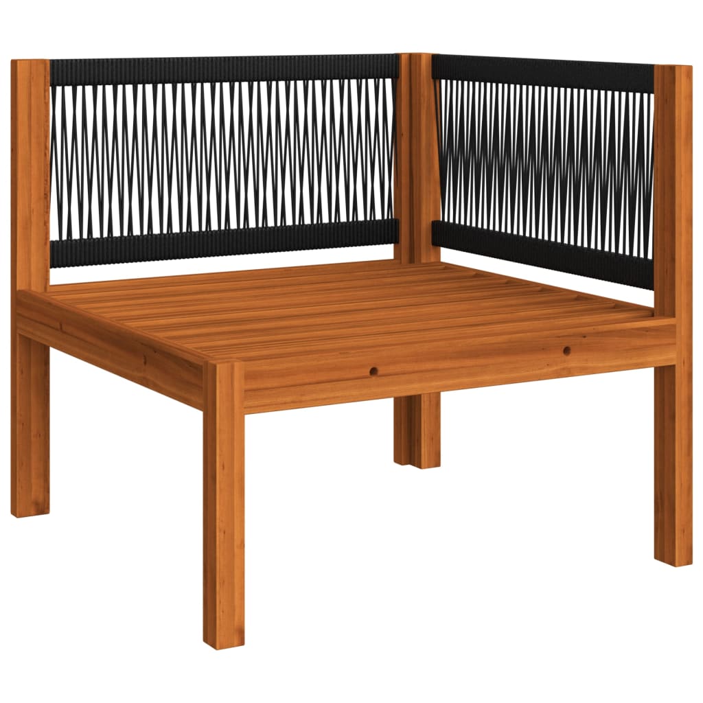 Salon de jardin 7 pièces avec coussins, bois d'acacia crème et corde