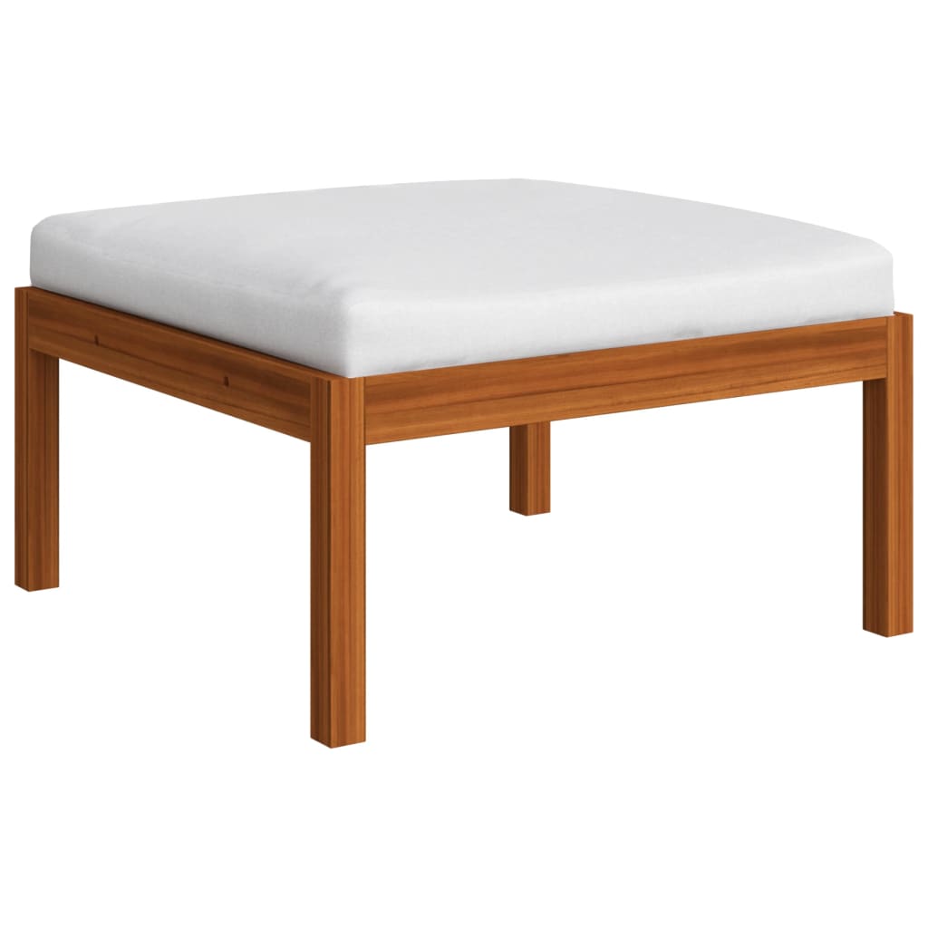 Salon de jardin 7 pièces avec coussins, bois d'acacia crème et corde