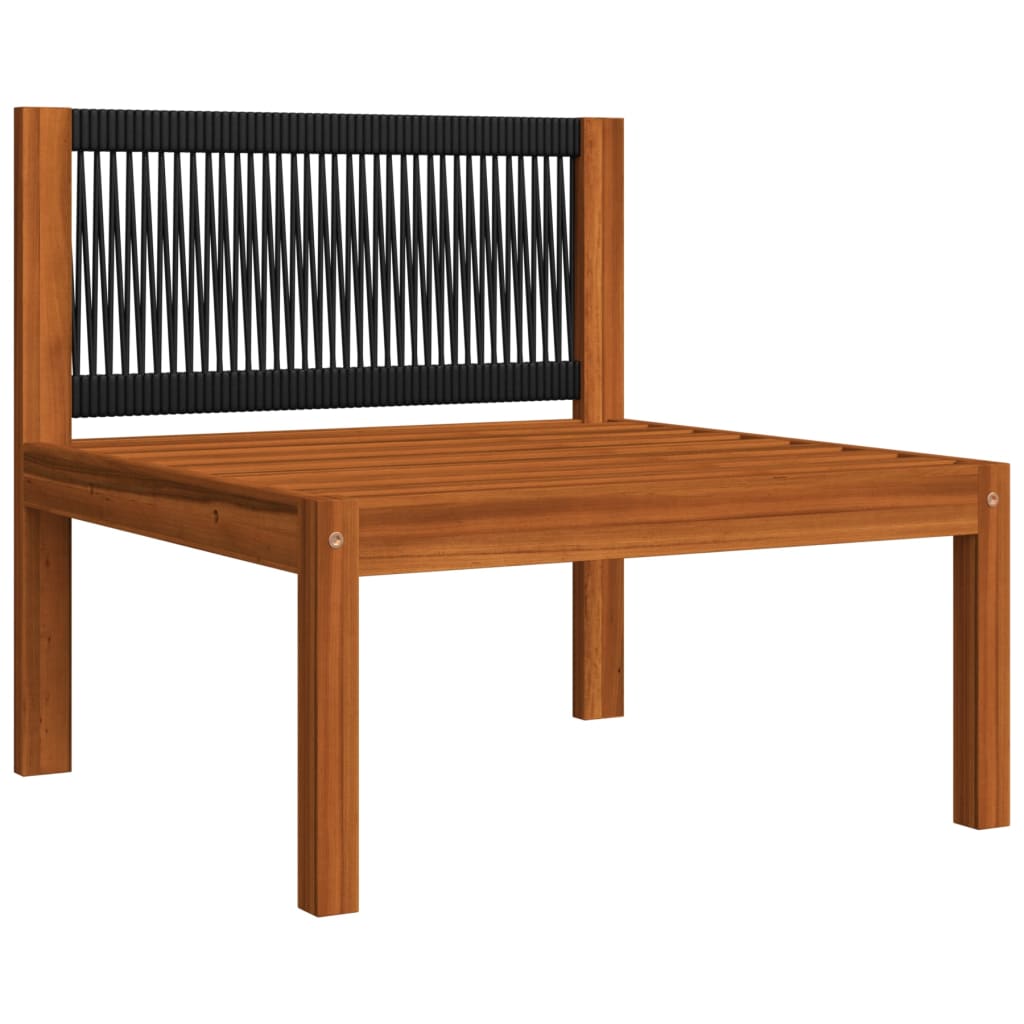 Salon de jardin 6 pièces avec coussins, bois d'acacia crème et corde