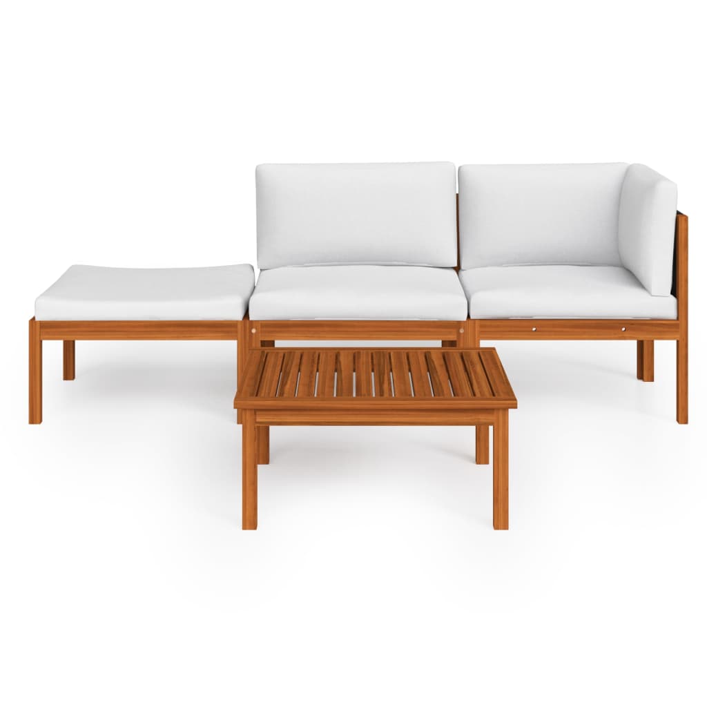 Salon de jardin 4 pièces avec coussins Crème 63 x 63 cm