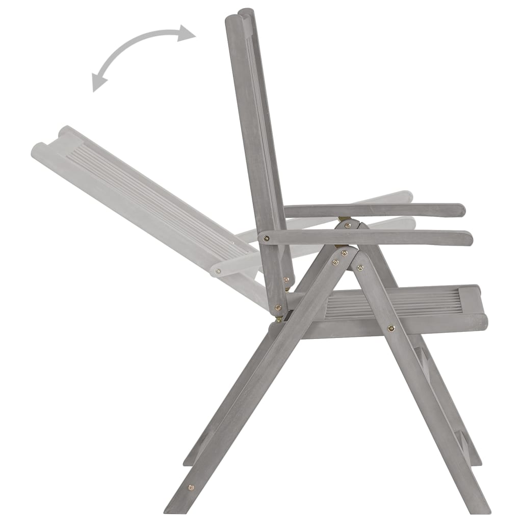 Ensemble de salle à manger de jardin 5 pièces (150-200) x 100 cm en bois d'acacia massif gris