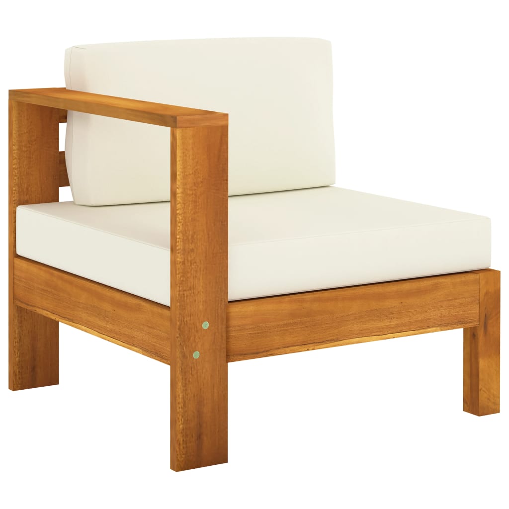 Canapé de jardin 4 places et coussins blanc crème Bois d'acacia