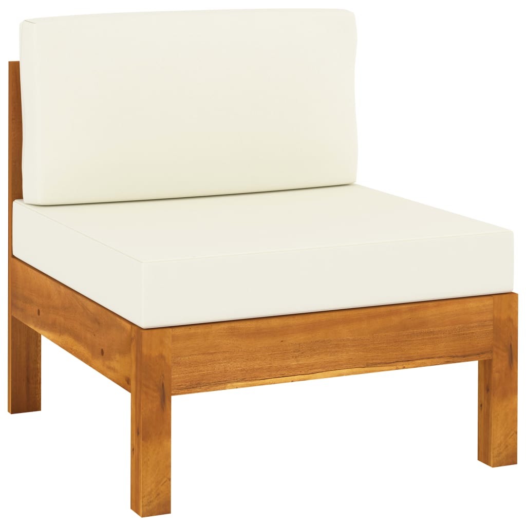 Canapé de jardin 4 places et coussins blanc crème Bois d'acacia