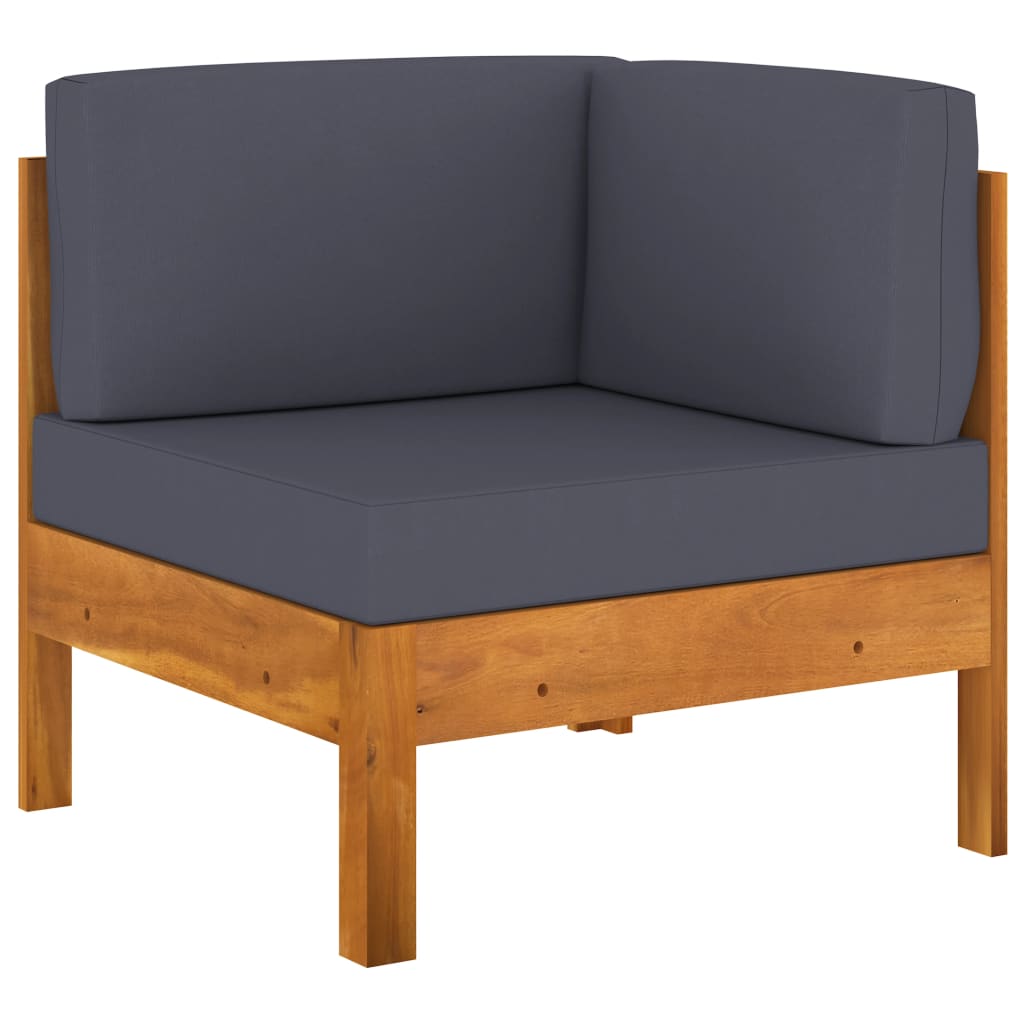 Salon de jardin 5 pcs avec coussins gris foncé Bois d'acacia