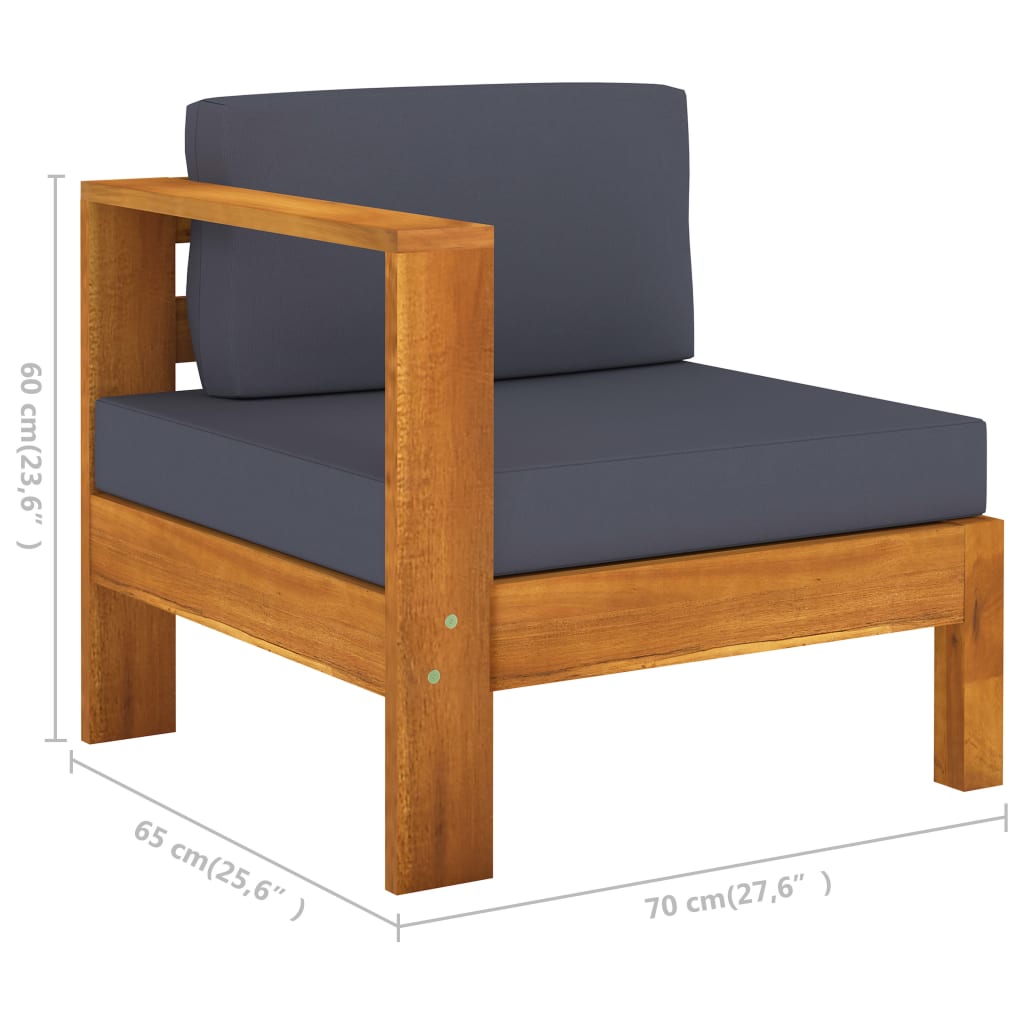 Salon de jardin 5 pcs avec coussins gris foncé Bois d'acacia