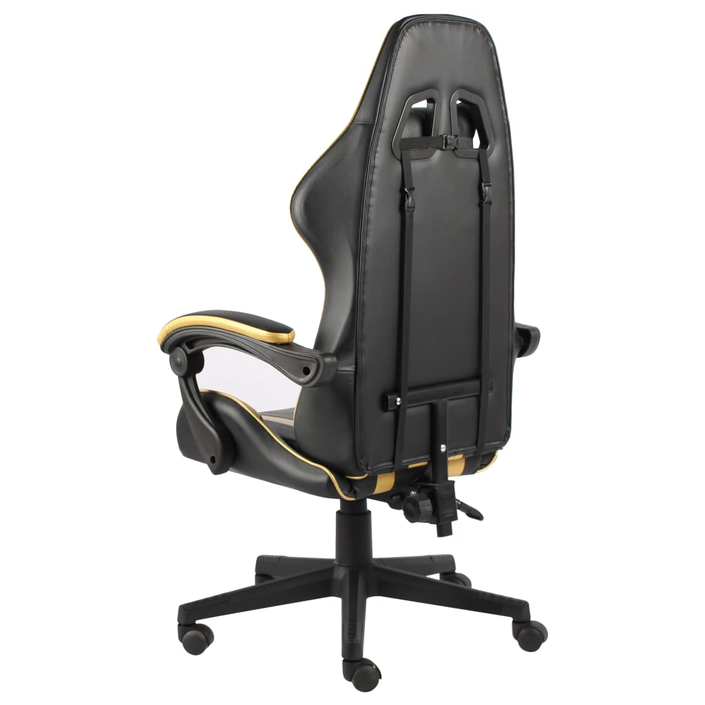 Fauteuil de jeux vidéo Noir et doré Similicuir