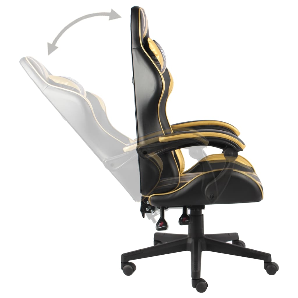 Fauteuil de jeux vidéo Noir et doré Similicuir
