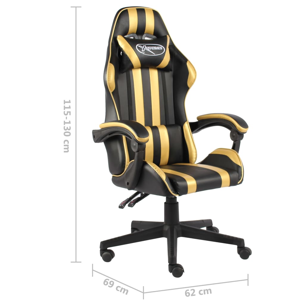 Fauteuil de jeux vidéo Noir et doré Similicuir