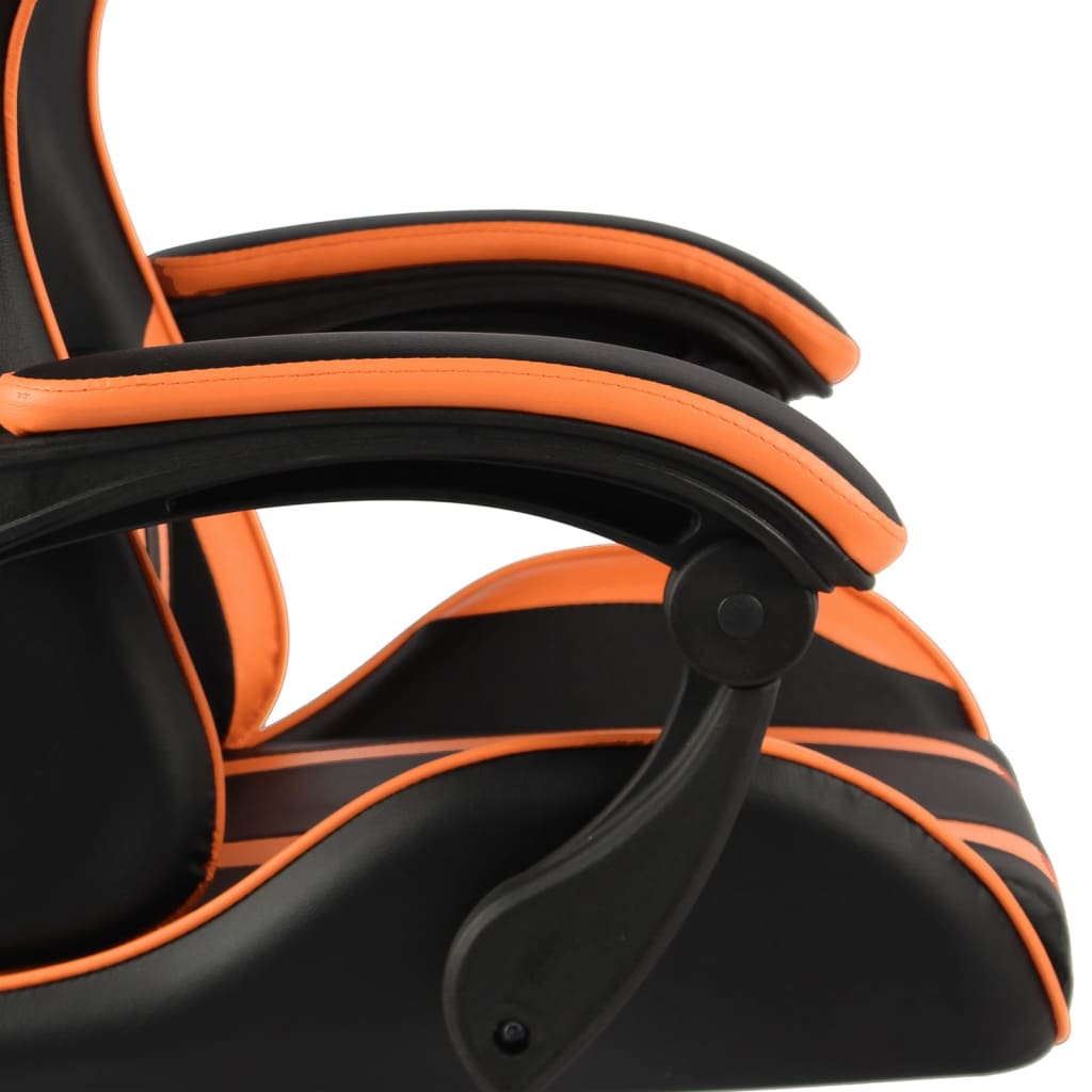 Fauteuil de jeux vidéo et repose-pied Noir et orange Similicuir