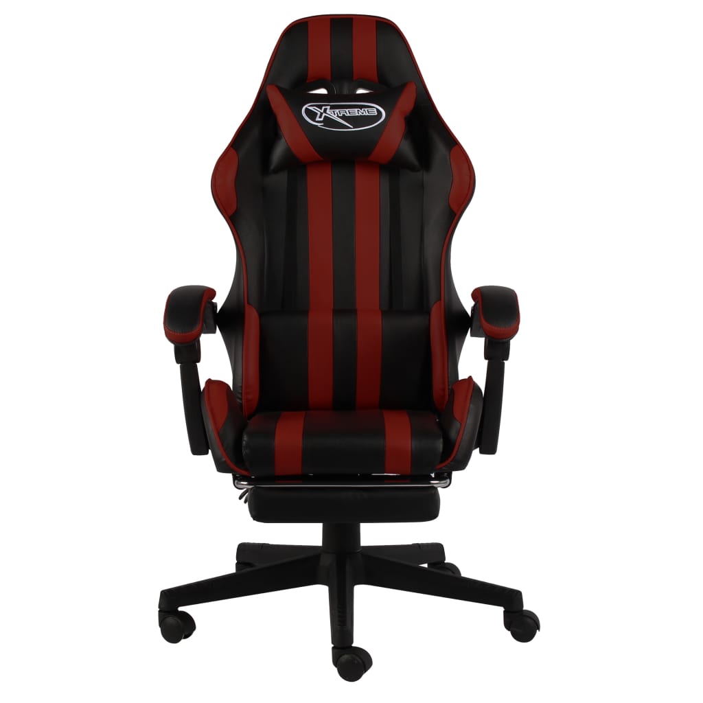 Fauteuil de jeux vidéo et repose-pied Noir/bordeaux Similicuir