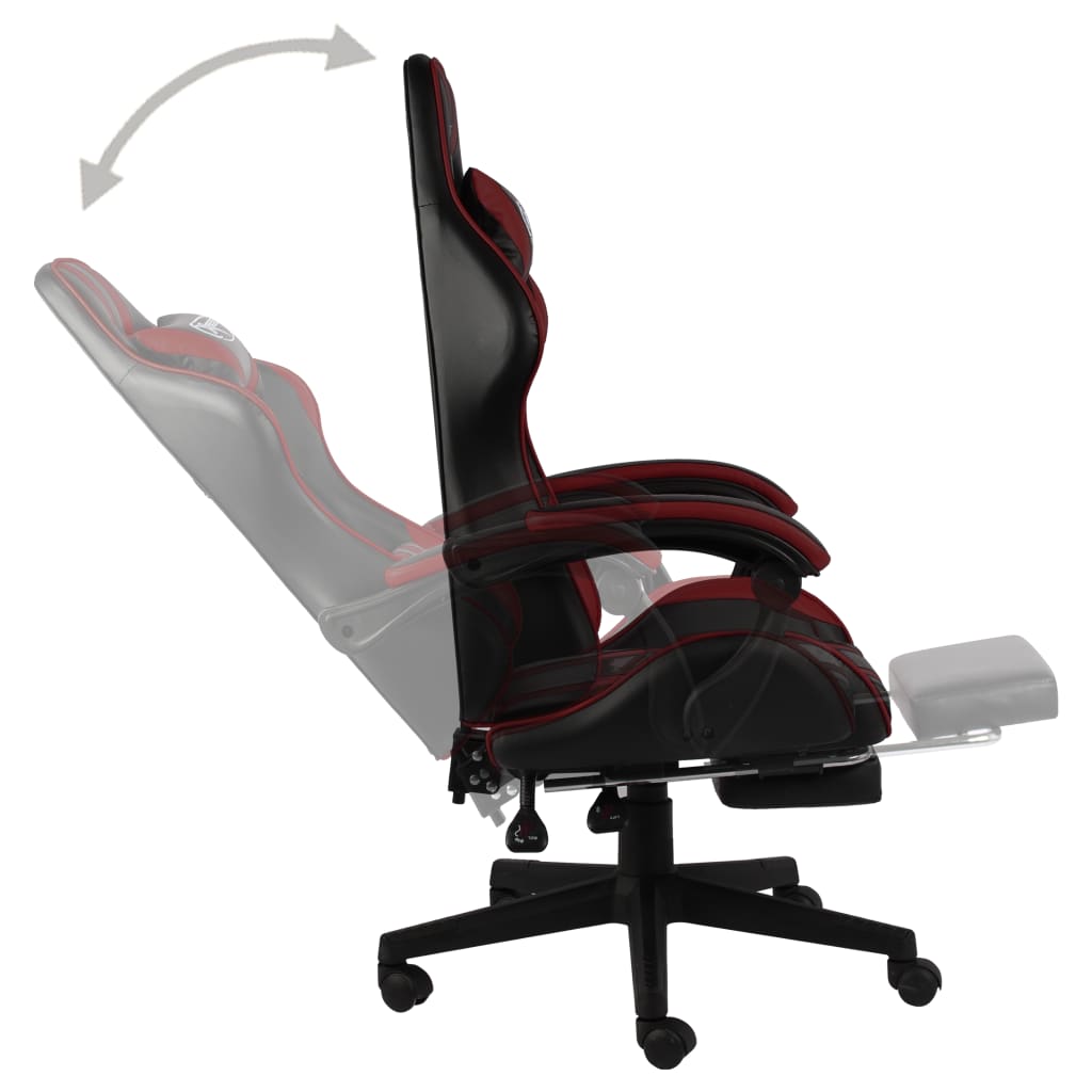 Fauteuil de jeux vidéo et repose-pied Noir/bordeaux Similicuir