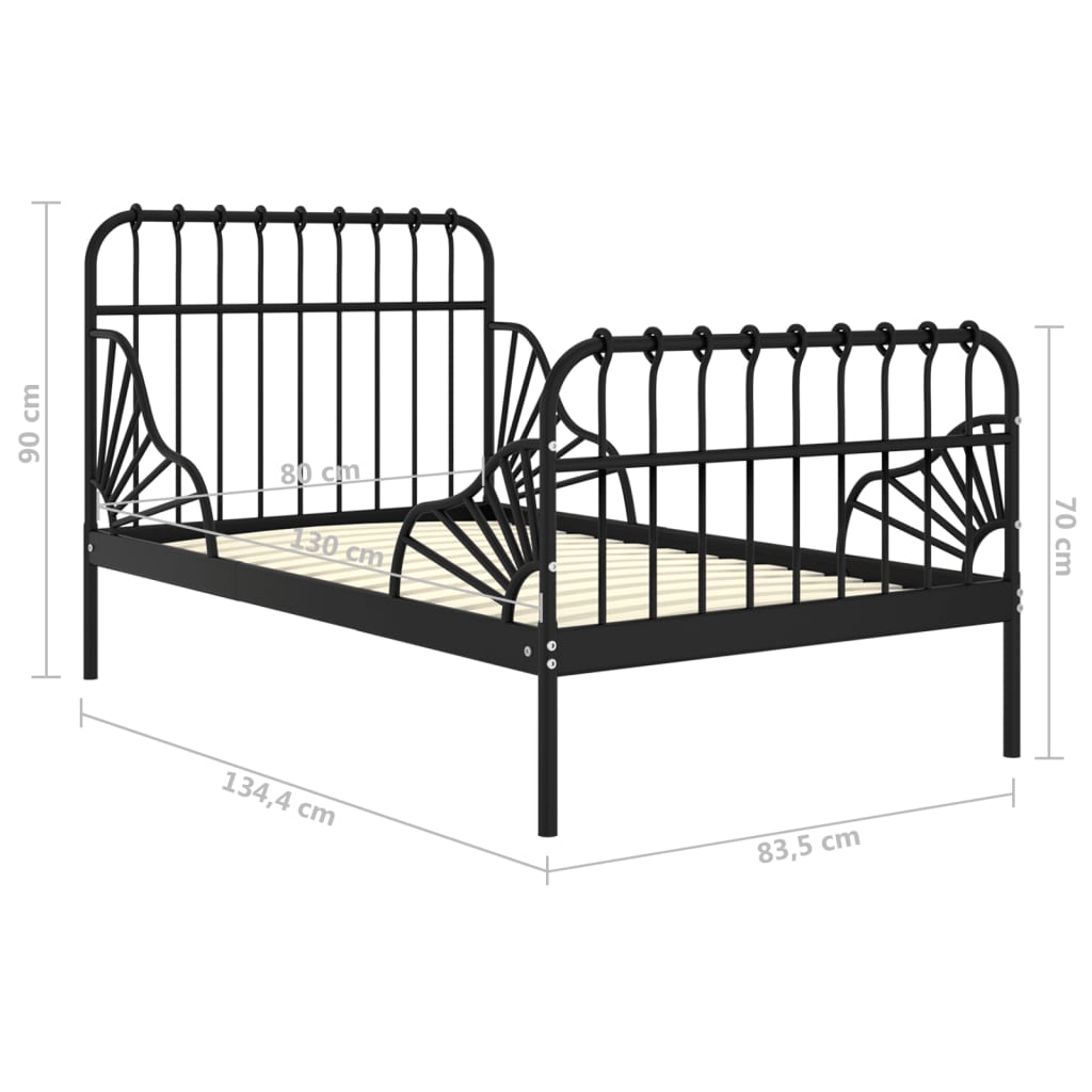 Cadre de lit extensible sans matelas Noir Métal 80x130/200 cm - XIOS
