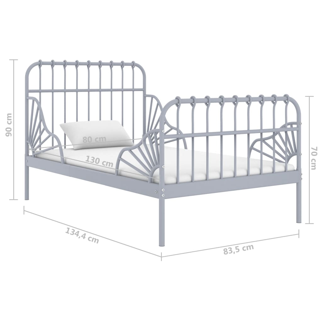 Cadre de lit extensible Gris Métal 80x130/200 cm - XIOS