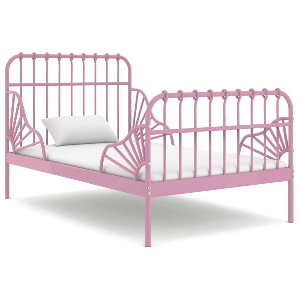 Cadre de lit extensible sans matelas rose métal 80x130/200 cm - XIOS