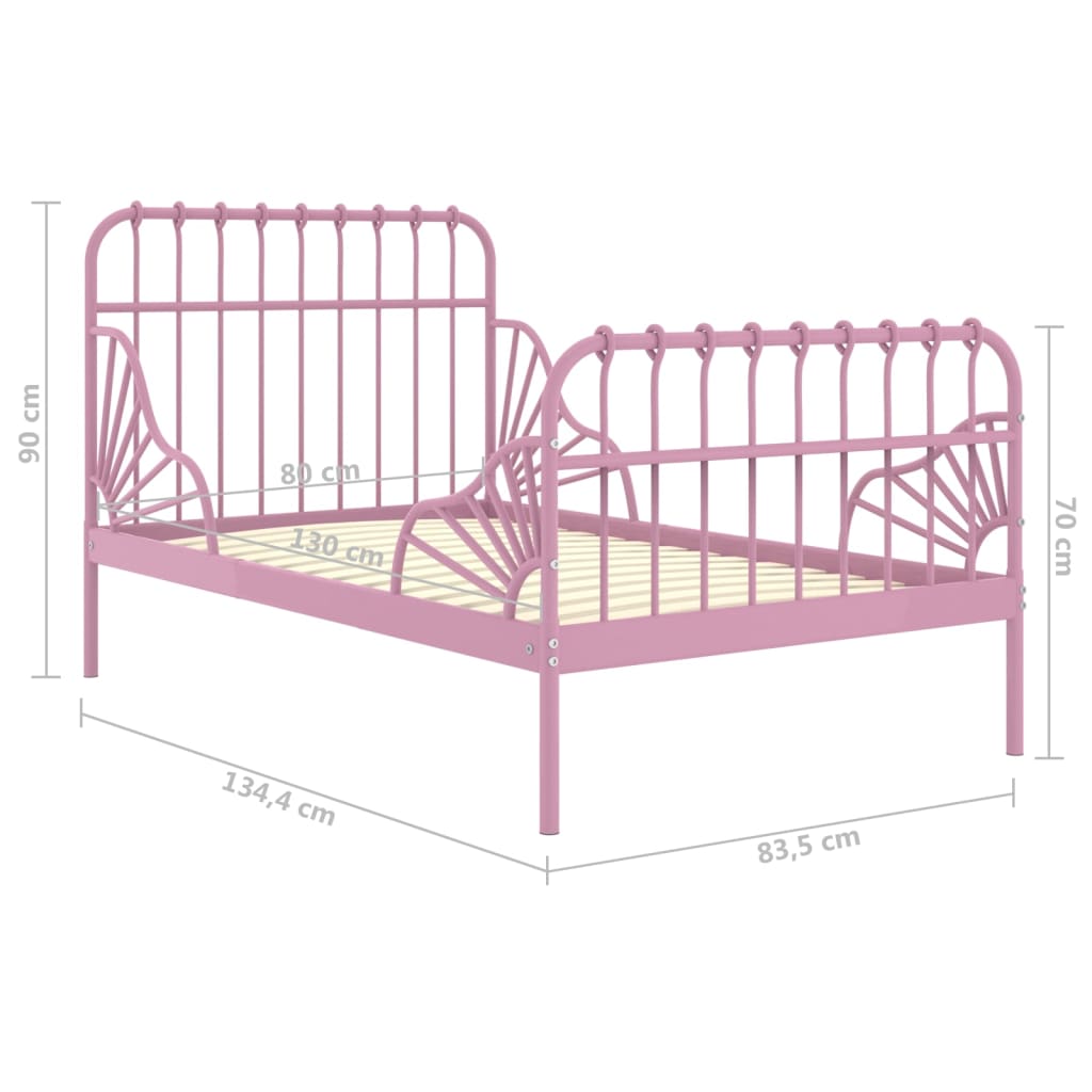 Cadre de lit extensible sans matelas rose métal 80x130/200 cm - XIOS