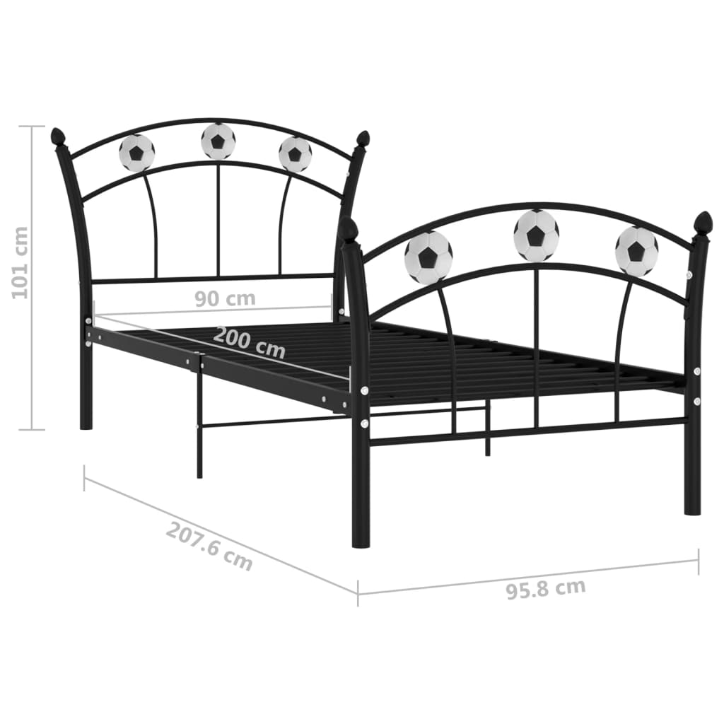 Cadre de lit sans matelas noir métal 90x200 cm - XIOS