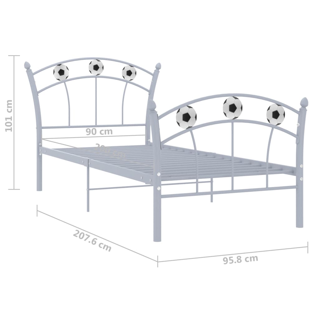 Cadre de lit sans matelas gris métal 90x200 cm - XIOS