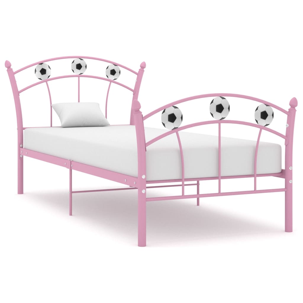 Cadre de lit sans matelas rose métal 90x200 cm - XIOS
