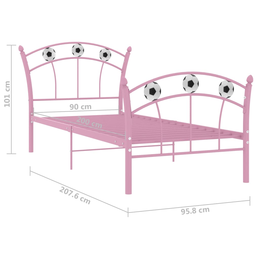 Cadre de lit sans matelas rose métal 90x200 cm - XIOS