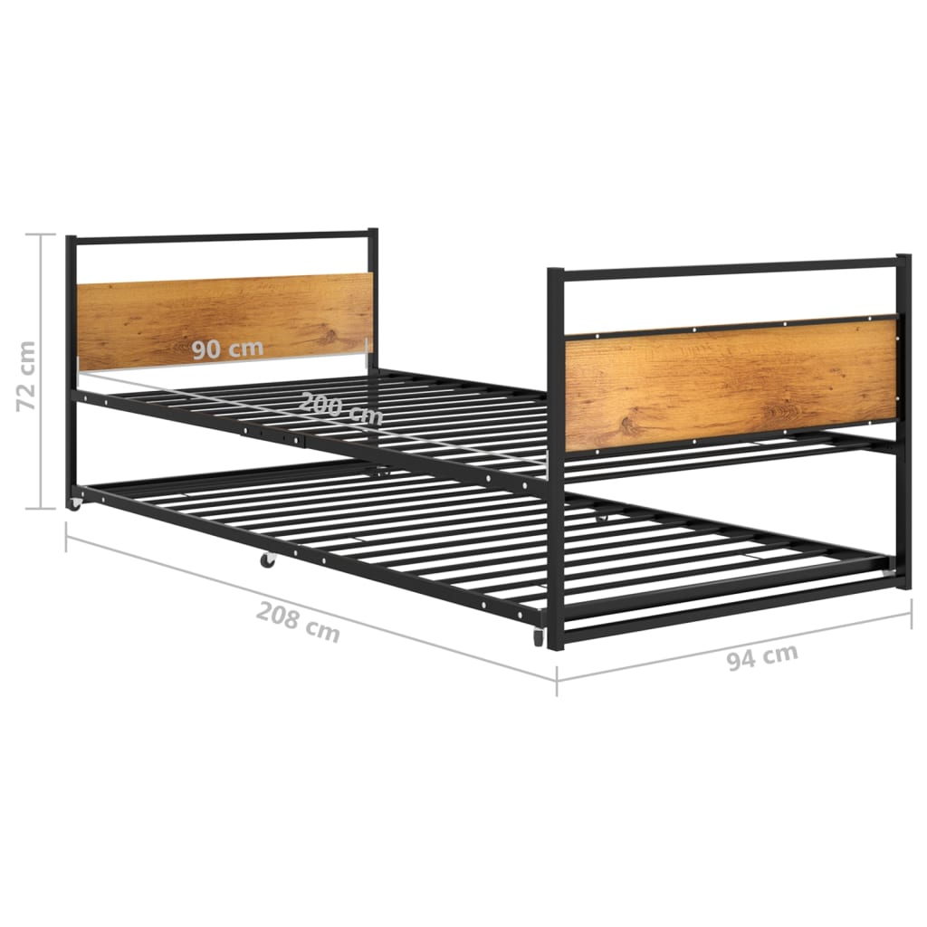 Cadre de lit extensible sans matelas Noir Métal 90x200 cm - XIOS