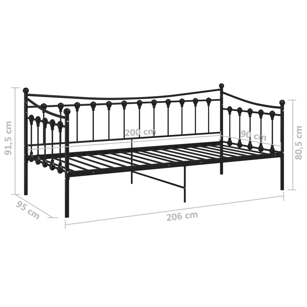 Cadre de canapé-lit sans matelas noir métal 90x200 cm - XIOS