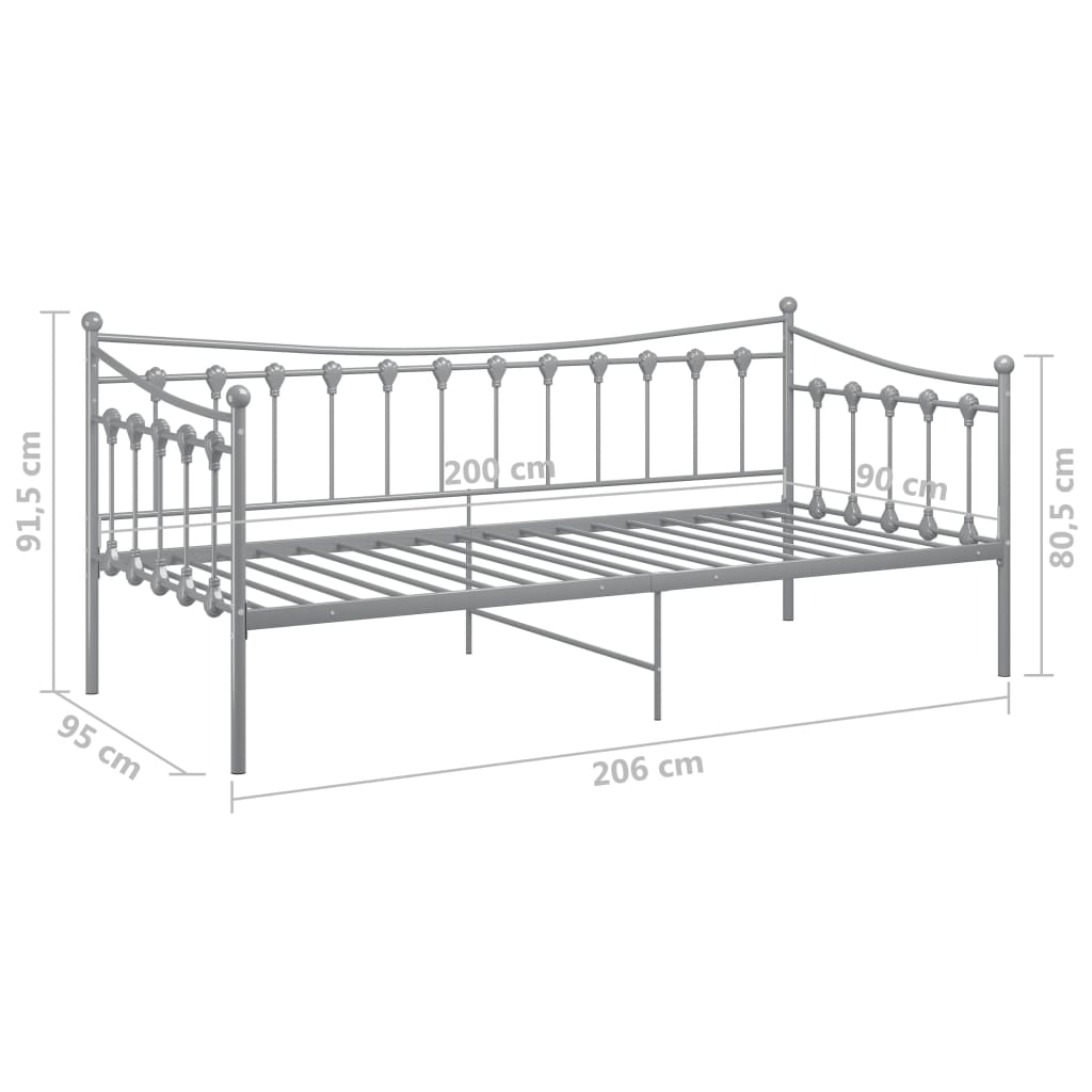 Cadre de canapé-lit sans matelas gris métal 90x200 cm - XIOS