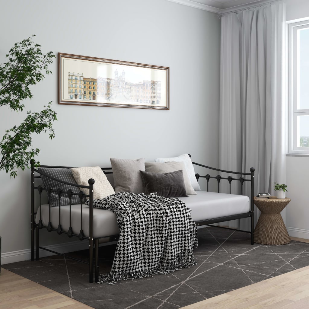 Cadre de canapé-lit extensible sans matelas Noir Métal 90x200cm - XIOS