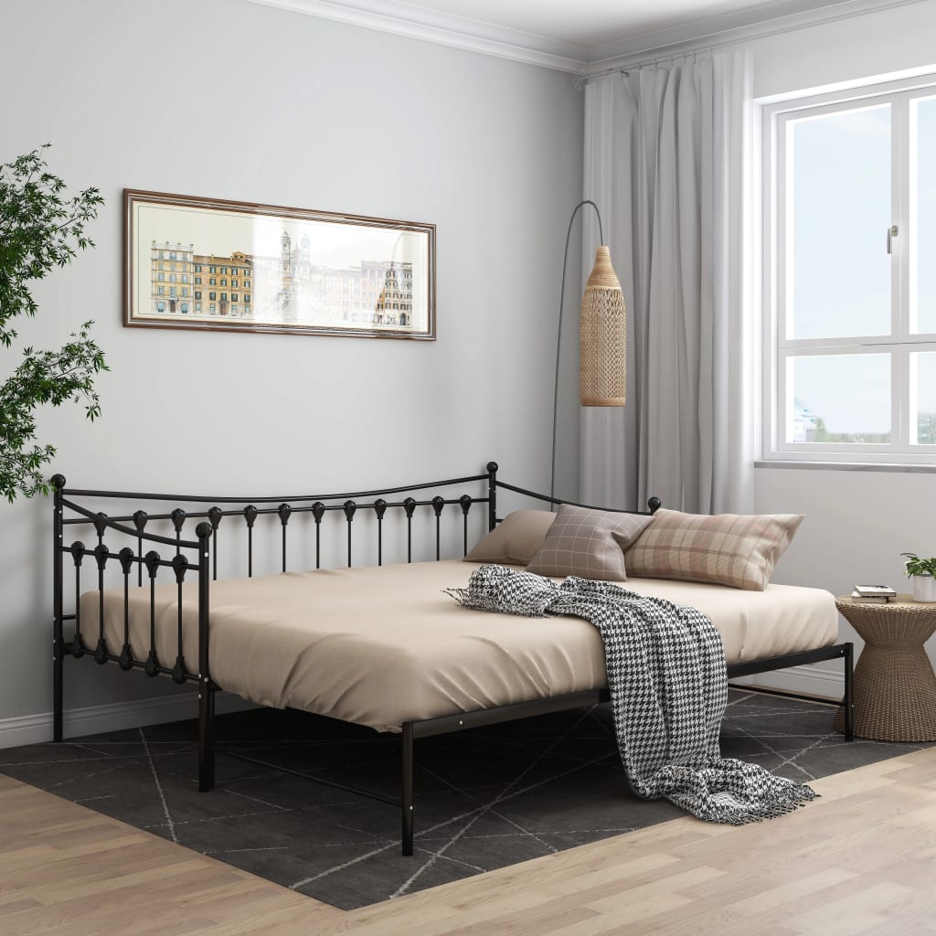 Cadre de canapé-lit extensible sans matelas Noir Métal 90x200cm - XIOS