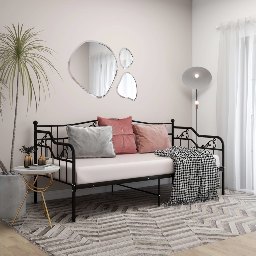 Cadre de canapé-lit sans matelas noir métal 90x200 cm - XIOS