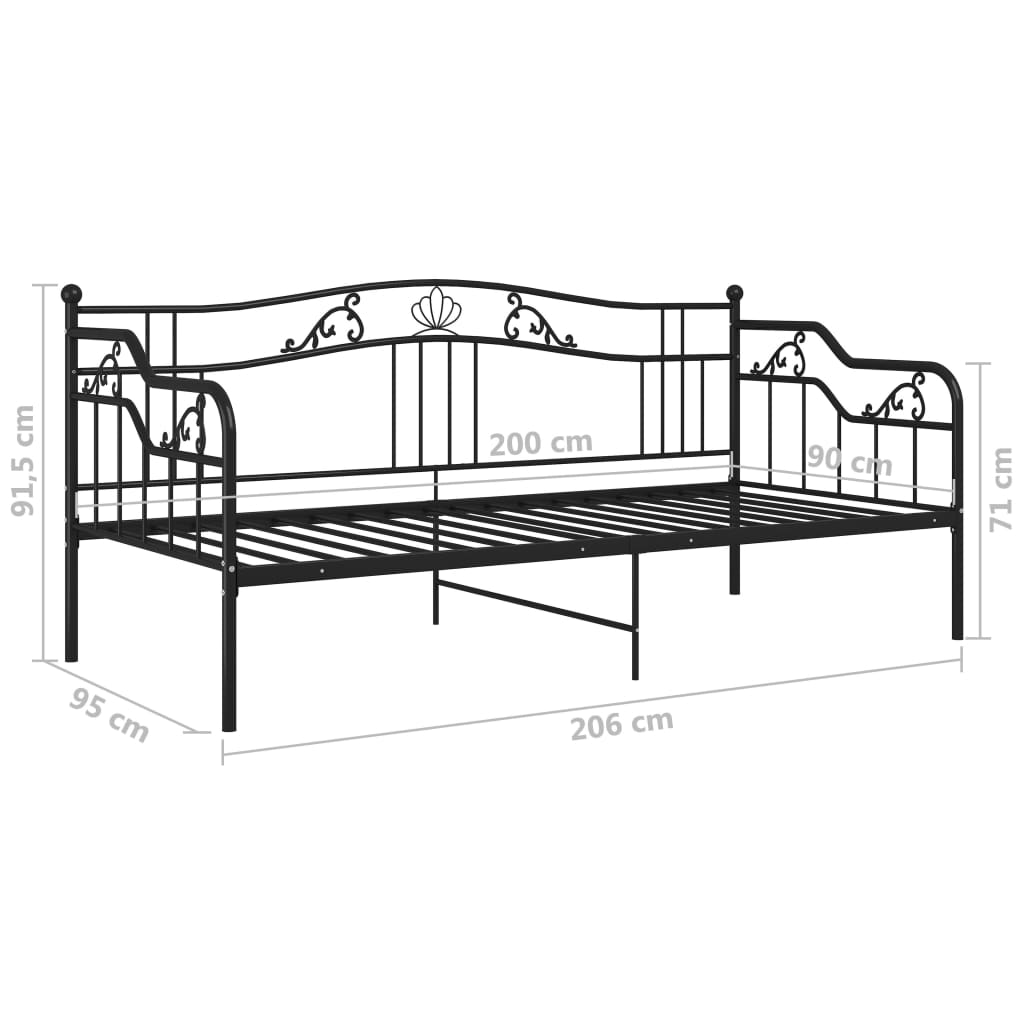 Cadre de canapé-lit sans matelas noir métal 90x200 cm - XIOS
