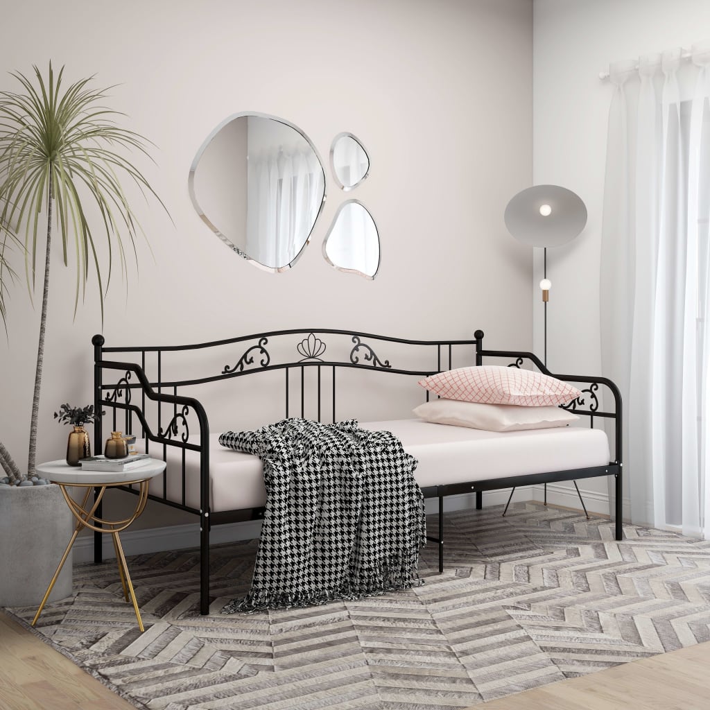 Cadre de canapé-lit sans matelas noir métal 90x200 cm - XIOS