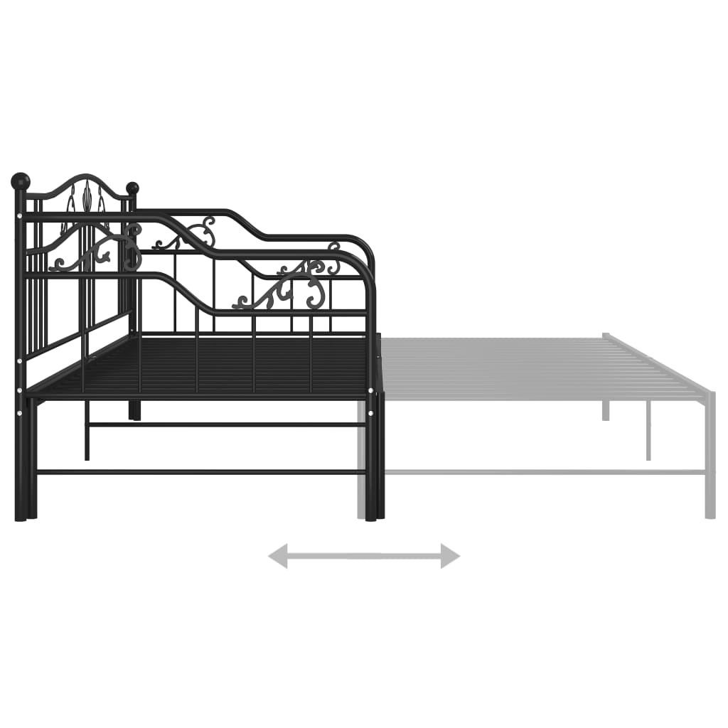 Cadre de canapé-lit extensible sans matelas Noir Métal 90x200cm - XIOS