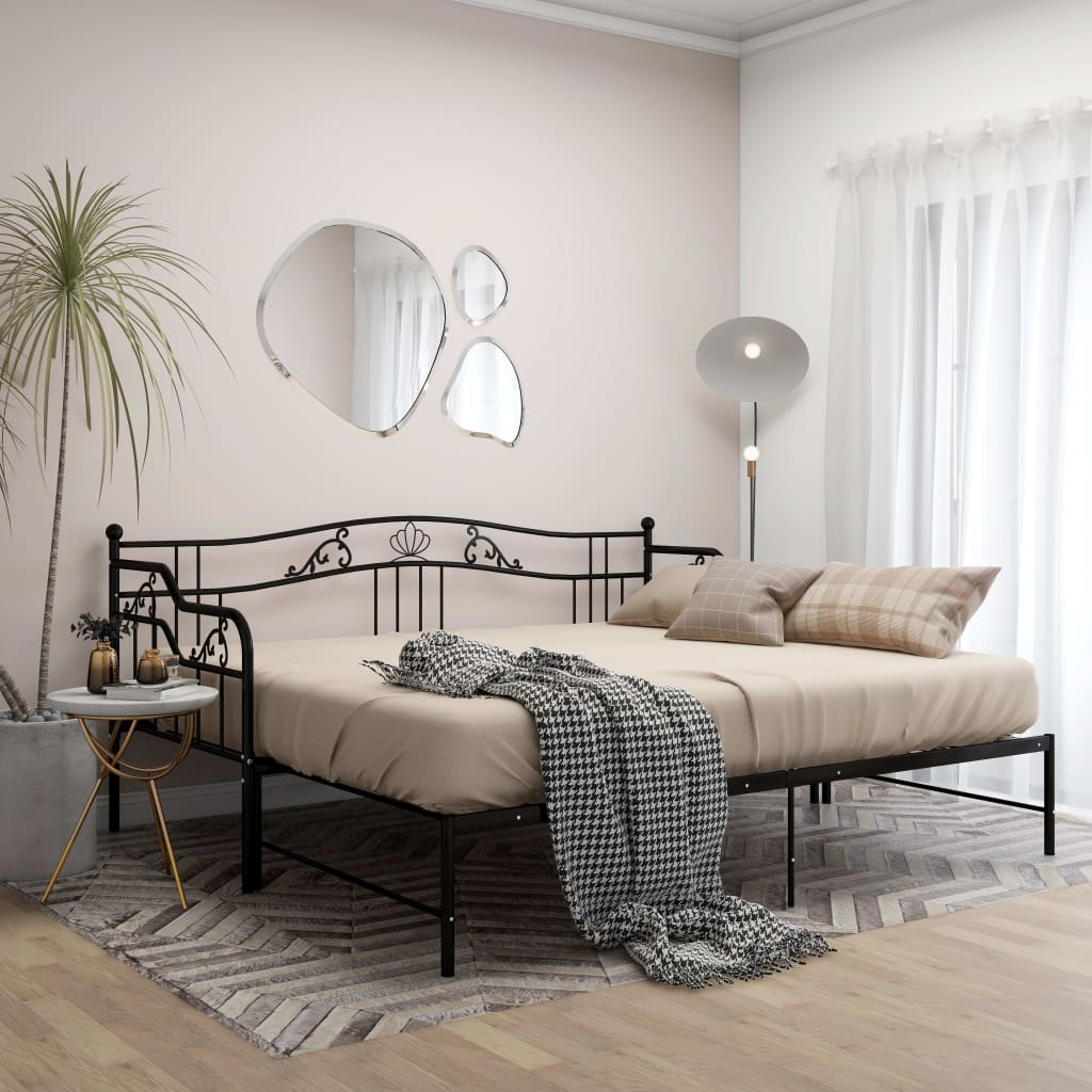 Cadre de canapé-lit extensible sans matelas Noir Métal 90x200cm - XIOS